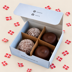 FL�DEBOLLER, 4 STK. 2 MED KOKOS &amp; 2 ALMINDELIGE